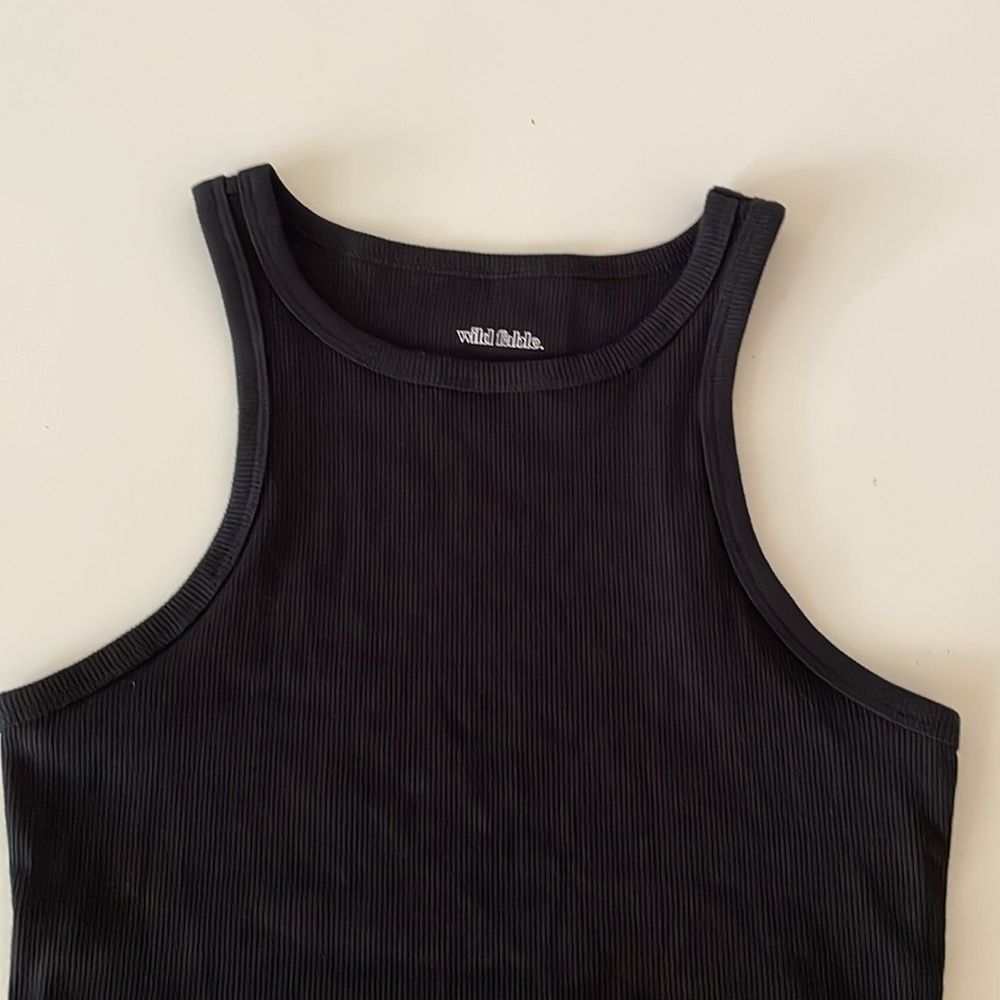 Wild Fable Crop Top Scoop Neck Ribbed Tank Black - Picture 8 of 13